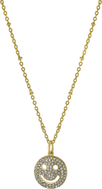 Women's Clear Crystal Smiley Face Pendant Necklace