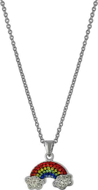 Women's Crystal Rainbow and Cloud Pendant Necklace