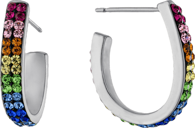 Women's Crystals J Post Hoop Earrings