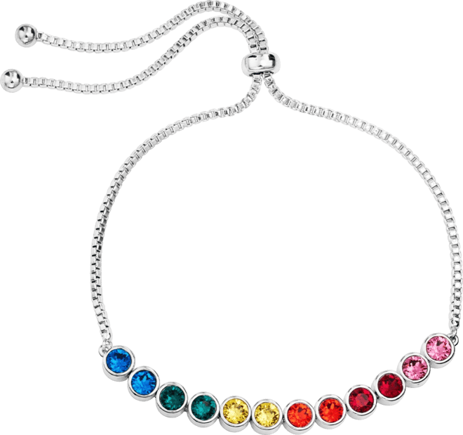Women's Rainbow Crystal Bezel Set Adjustable Bracelet