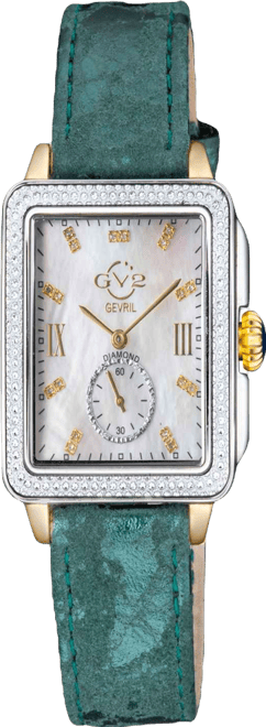 Women's Bari Tortoise Swiss Quartz Italian Green Leather Strap Watch 34mm