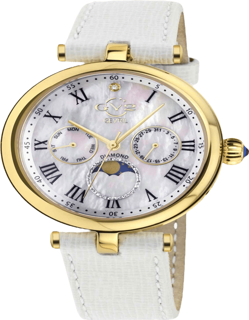 Women's Florence Swiss Quartz Italian White Leather Strap Watch 36mm