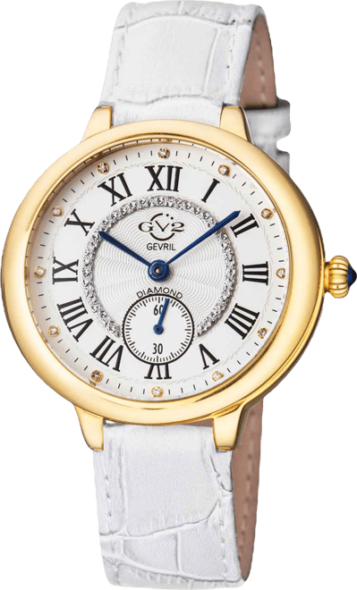 Women's Rome Swiss Quartz White Genuine Leather Strap Watch 36mm