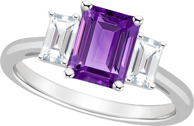 Women's Amethyst (1-3/5 ct.t.w.) and White Topaz (3/4 ct.t.w.) 3-Stone Ring in Sterling Silver