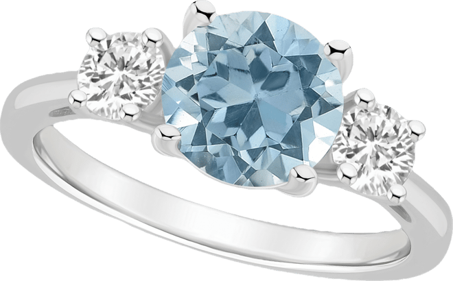 Women's Sky Blue Topaz (2-2/5 ct.t.w.) and White Topaz (2/3 ct.t.w.) 3-Stone Ring in Sterling Silver