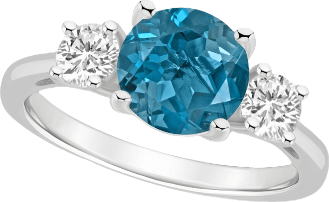 Women's London Blue Topaz (2-2/5 ct.t.w.) and White Topaz (2/3 ct.t.w.) 3-Stone Ring in Sterling Silver