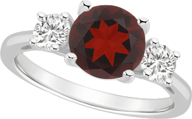 Women's Garnet (2-1/2 ct.t.w.) and White Topaz (2/3 ct.t.w.) 3-Stone Ring in Sterling Silver