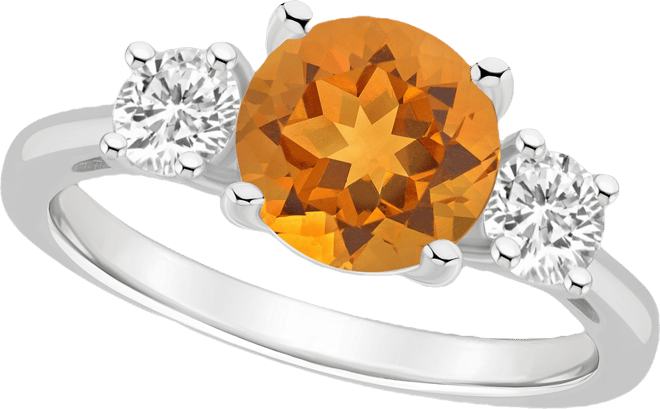 Women's Citrine (1-3/4 ct.t.w.) and White Topaz (2/3 ct.t.w.) 3-Stone Ring in Sterling Silver