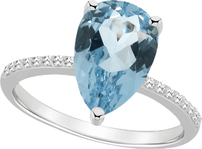 Women's Sky Blue Topaz (3-2/3 ct.t.w.) and Diamond (1/10 ct.t.w.) Ring in Sterling Silver