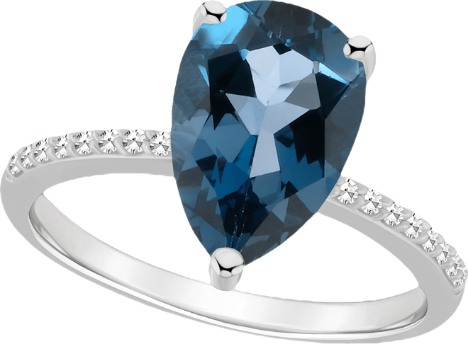 Women's London Blue Topaz (3-2/3 ct.t.w.) and Diamond (1/10 ct.t.w.) Ring in Sterling Silver