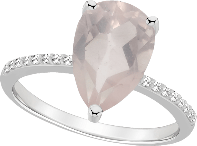 Women's Rose Quartz (2-3/4 ct.t.w.) and Diamond (1/10 ct.t.w.) Ring in Sterling Silver