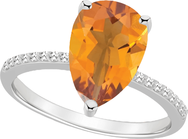 Women's Citrine (2-3/4 ct.t.w.) and Diamond (1/10 ct.t.w.) Ring in Sterling Silver