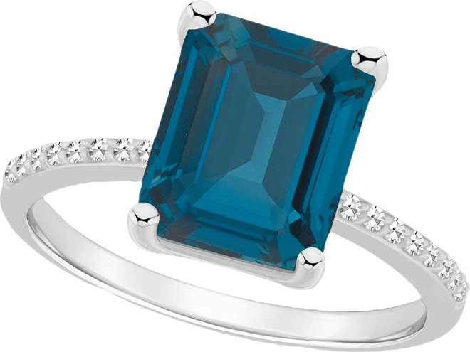 Women's London Blue Topaz (4-1/4 ct.t.w.) and Diamond (1/10 ct.t.w.) Ring in Sterling Silver
