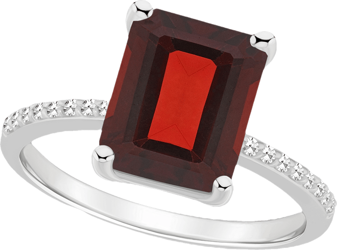 Women's Garnet (4 ct.t.w.) and Diamond (1/10 ct.t.w.) Ring in Sterling Silver