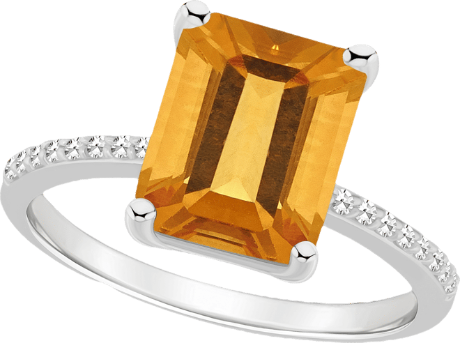 Women's Citrine (3-1/6 ct.t.w.) and Diamond (1/10 ct.t.w.) Ring in Sterling Silver