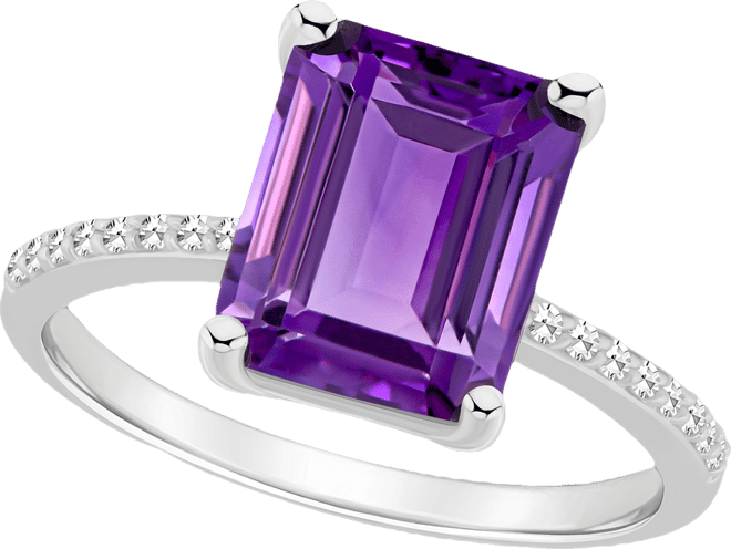 Women's Amethyst (3-1/6 ct.t.w.) and Diamond (1/10 ct.t.w.) Ring in Sterling Silver