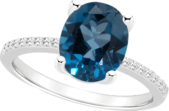 Women's London Blue Topaz (3-3/5 ct.t.w.) and Diamond (1/10 ct.t.w.) Ring in Sterling Silver