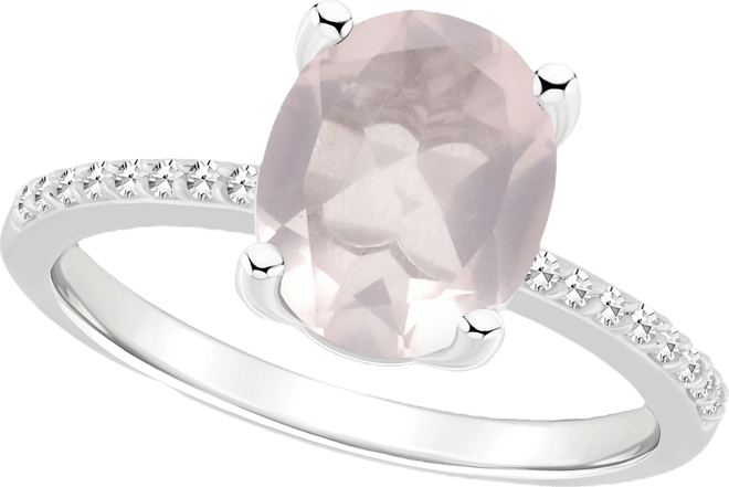 Women's Rose Quartz (2-1/2 ct.t.w.) and Diamond (1/10 ct.t.w.) Ring in Sterling Silver