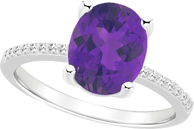Women's Amethyst (2-1/2 ct.t.w.) and Diamond (1/10 ct.t.w.) Ring in Sterling Silver