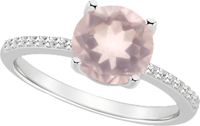 Women's Rose Quartz (1-3/4 ct.t.w.) and Diamond (1/10 ct.t.w.) Ring in Sterling Silver