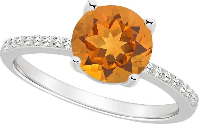 Women's Citrine (1-3/4 ct.t.w.) and Diamond (1/10 ct.t.w.) Ring in Sterling Silver