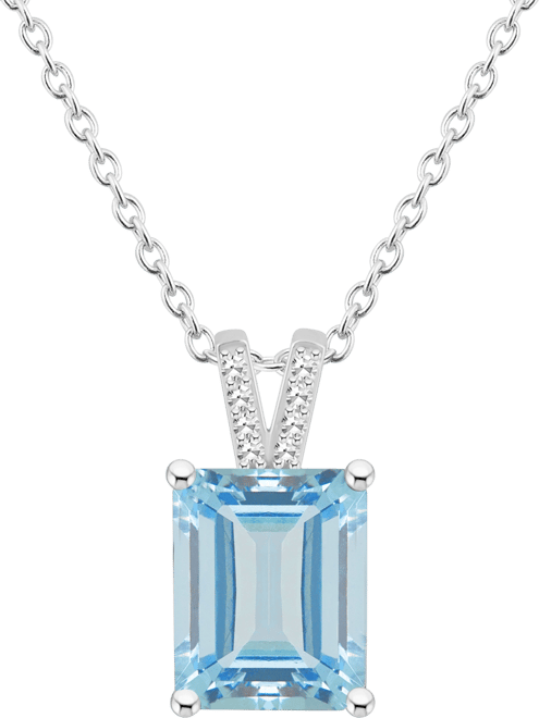 Women's Sky Blue Topaz (4-1/4 ct.t.w.) and Diamond Accent Pendant Necklace in Sterling Silver