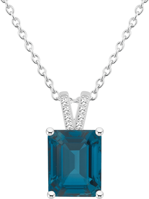 Women's London Blue Topaz (4-1/4 ct.t.w.) and Diamond Accent Pendant Necklace in Sterling Silver