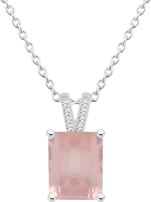 Women's Rose Quartz (3-1/6 ct.t.w.) and Diamond Accent Pendant Necklace in Sterling Silver