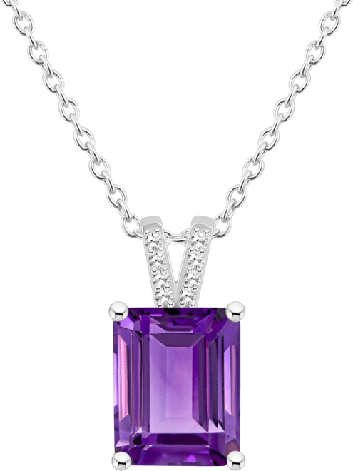Women's Amethyst (3-1/6 ct.t.w.) and Diamond Accent Pendant Necklace in Sterling Silver