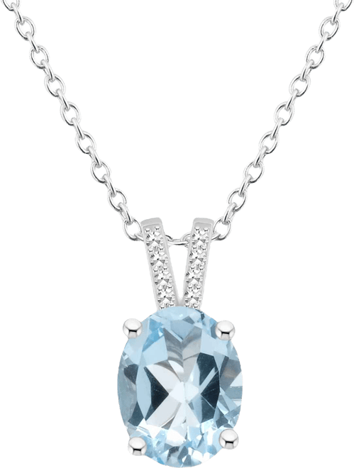 Women's Sky Blue Topaz (3-3/5 ct.t.w.) and Diamond Accent Pendant Necklace in Sterling Silver