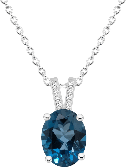 Women's London Blue Topaz (3-3/5 ct.t.w.) and Diamond Accent Pendant Necklace in Sterling Silver