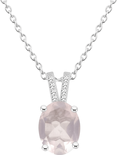 Women's Rose Quartz (2-1/2 ct.t.w.) and Diamond Accent Pendant Necklace in Sterling Silver