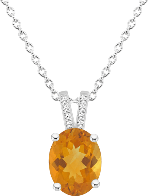 Women's Citrine (2-1/2 ct.t.w.) and Diamond Accent Pendant Necklace in Sterling Silver