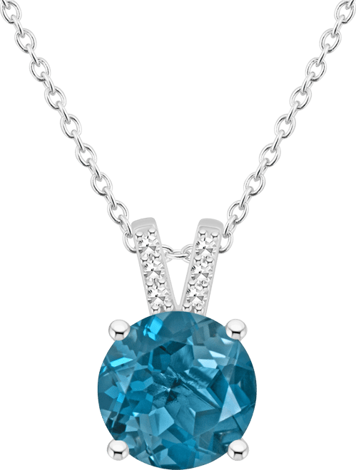 Women's London Blue Topaz (2-2/5 ct.t.w.) and Diamond Accent Pendant Necklace in Sterling Silver