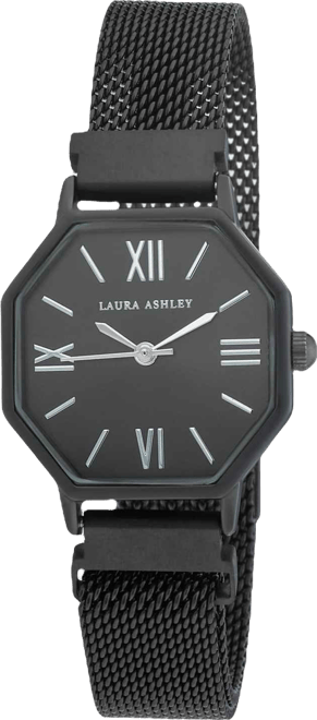 Women's Octagon Black Alloy Mesh Bracelet Watch 25mm