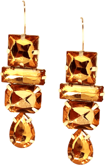 Women's Deco Gem Drop Earrings
