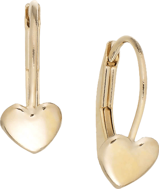 Children's Heart Hoop Earrings in 14k Gold, 2mm