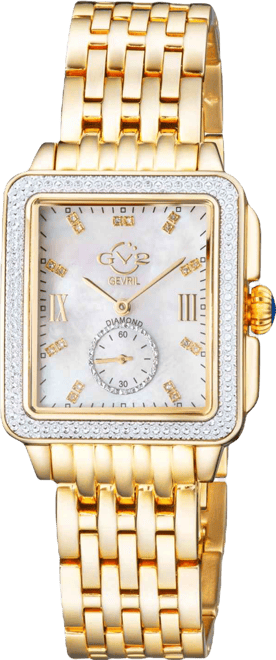 Women's Bari Tortoise Swiss Quartz Diamond Accents Ion Plating Gold-Tone Stainless Steel Bracelet Watch 34mm x 30mm