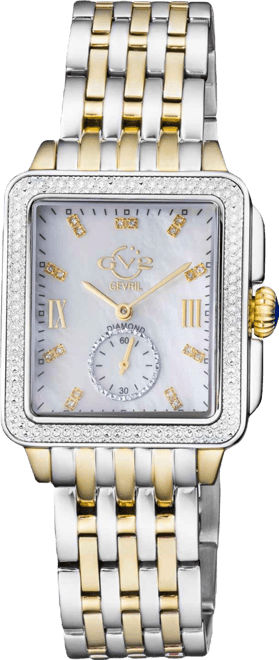 Women's Bari Tortoise Swiss Quartz Diamond Accents Two-Tone Ss Ipyg Stainless Steel Bracelet Watch 34mm x 30mm