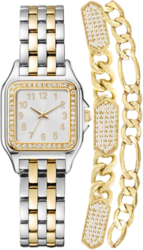Women's Analog Silver-Tone and Gold-Tone Metal Alloy Watch 26mm and, 3 Pieces