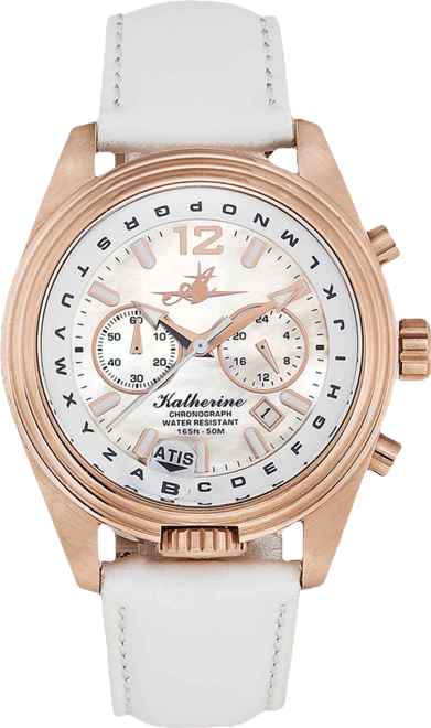 Katherine Women's Chronograph White Leather Strap Watch 40mm