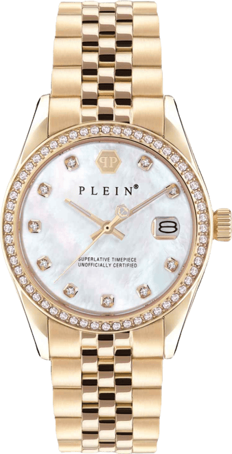 Women's Date Superlative Gold Ion-Plated Bracelet Watch 34mm
