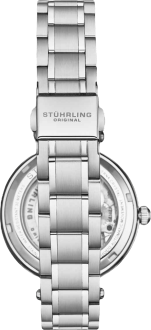 Women's Automatic Alloy Silver Case, Skeleton Dial,Silver Ss Link Bracelet Watch Crystal Studded Bezel