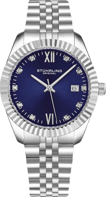 Women's Symphony Silver-tone Stainless Steel , Blue Dial , 45mm Round Watch
