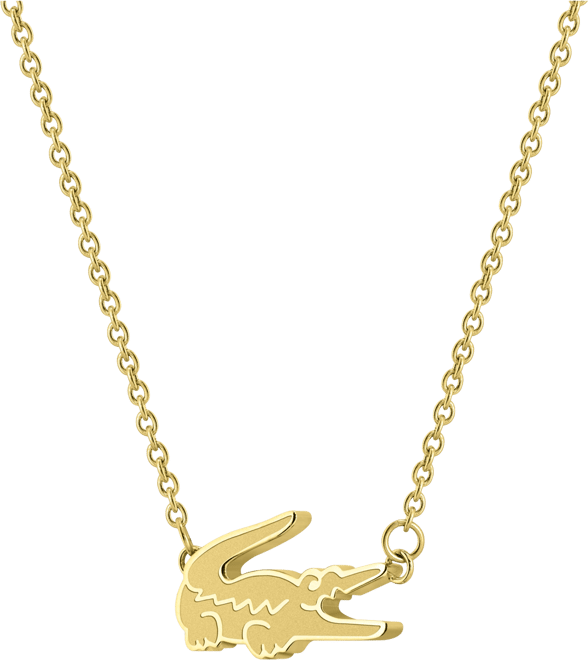 Lacoste Gold Tone Crocodile Necklace - Macy's
