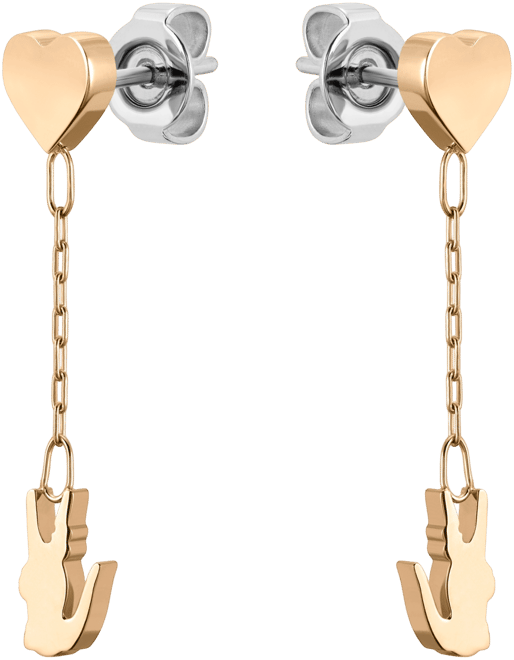 Carnation Gold Tone Heart and Crocodile Drop Earrings