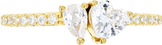 Cubic Zirconia Heart & Pear Two-Stone Ring