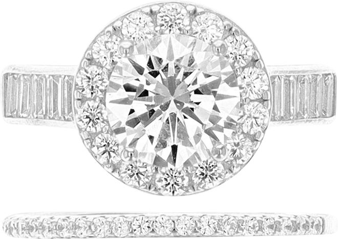 2-Pc. Set Cubic Zirconia Halo Ring & Band