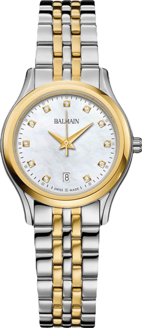 Women's Swiss Beleganza Diamond (1/20 ct. t.w.) Two-Tone Stainless Steel Bracelet Watch 28mm