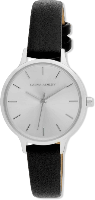 Women's Clean Black Faux Leather Watch 30mm